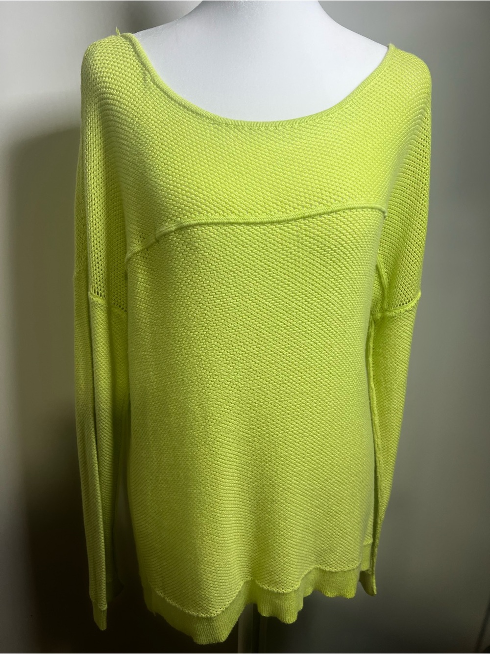 a.n.a Neon Yellow Scoop Neck Lightweight Knit Sweater